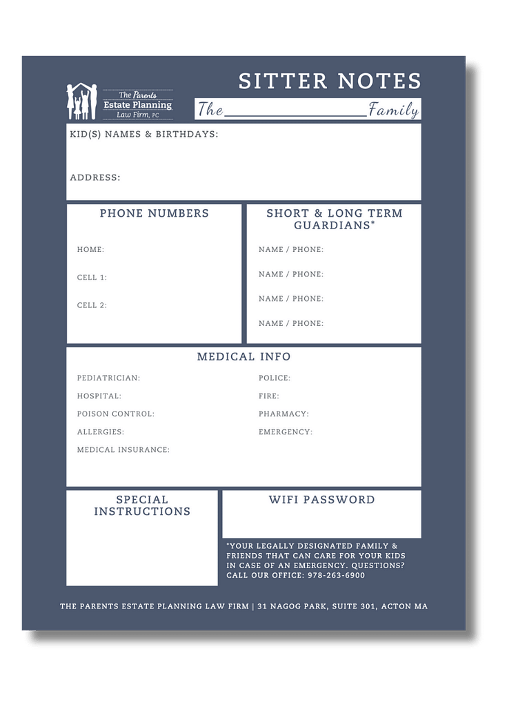 Form for sitter notes